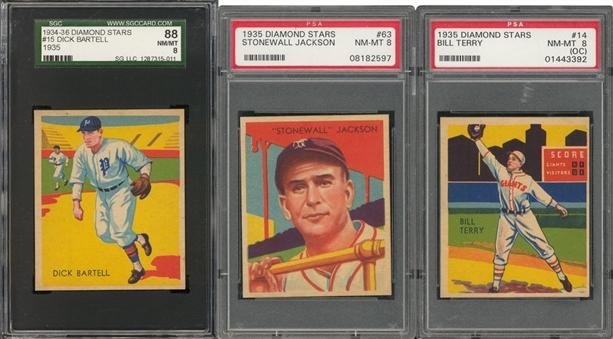 1934-36 National Chicle "Diamond Stars" Graded Trio (3 Different) Including Terry and Jackson